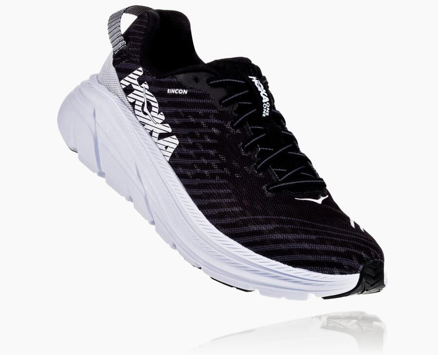 Hoka One One Rincon - Men Running Shoes - Black/White,Australia YLA-492785